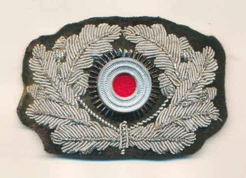 SOLD - Heer Officer's Visor Wreath & Cockade in Silver Bullion