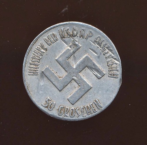 SOLD - Hilfswerk der NSDAP Oesterreich 50 Groschen Coin