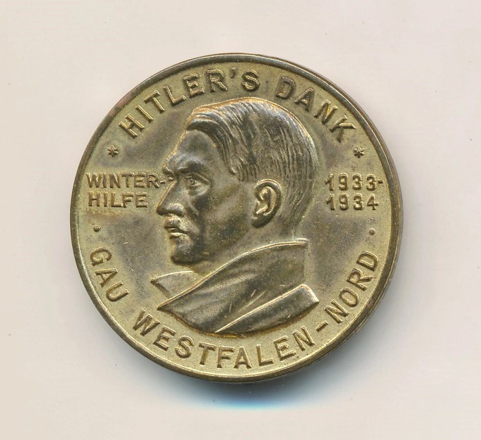 SOLD - Hitler's Dank Winterhilfe 1933-1934 Gau Westfalen-Nord Tinnie