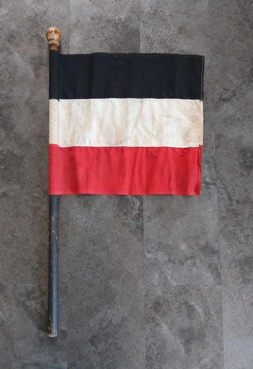 SOLD - Imperial Tricolor Flag on Wooden Stick