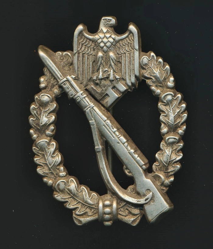 SOLD - Infantry Assault Badge in nickel silver By Juncker