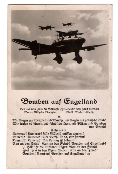 SOLD - JU-87 Stukas over England Postcard