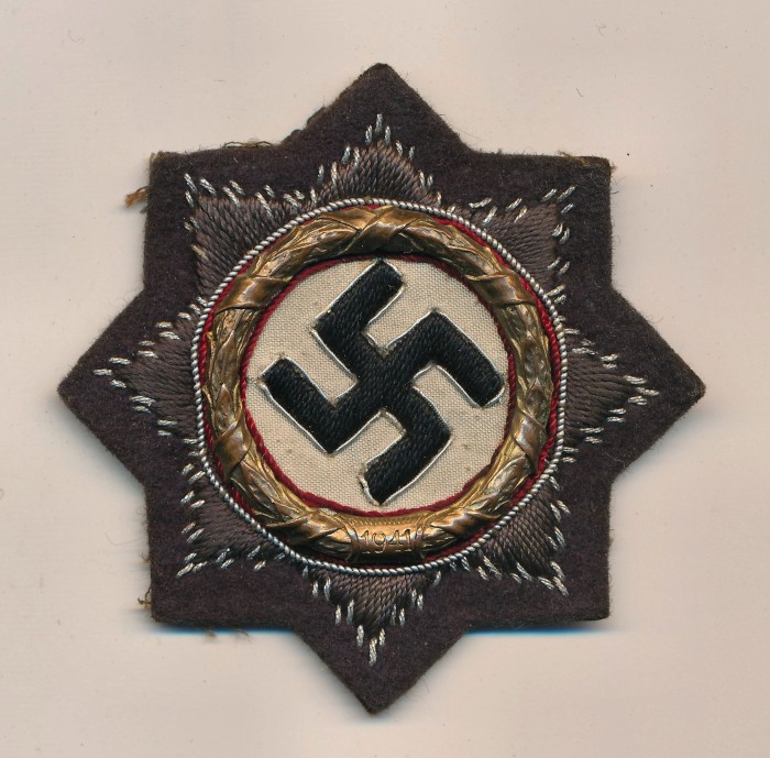 SOLD - KRIEGSMARINE Cloth German Cross in Gold