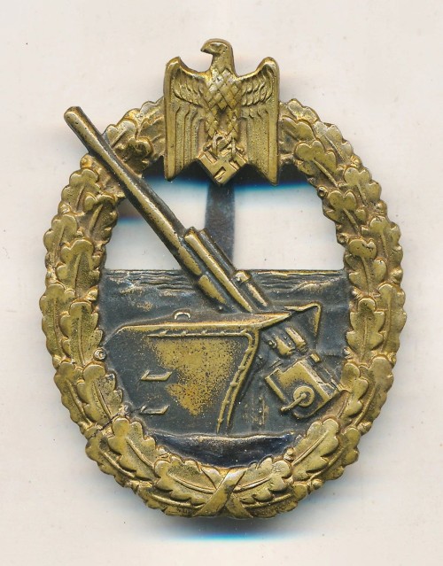 SOLD - Kriegsmarine Coastal Artillery badge by Juncker