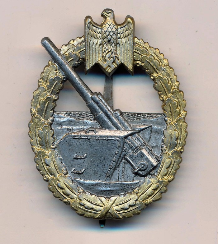 SOLD - Kriegsmarine Coastal Artillery badge by L/56