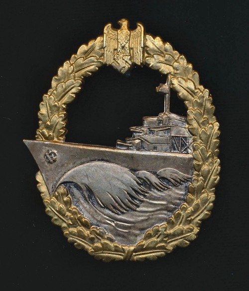 SOLD - Kriegsmarine Destroyer Badge in Tombak