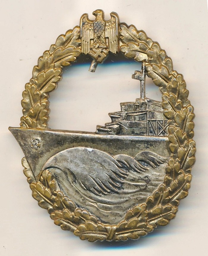 SOLD - Kriegsmarine Destroyer Badge in Tombak