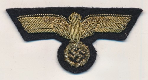 SOLD - Kriegsmarine Officer Cap Eagle in Bullion