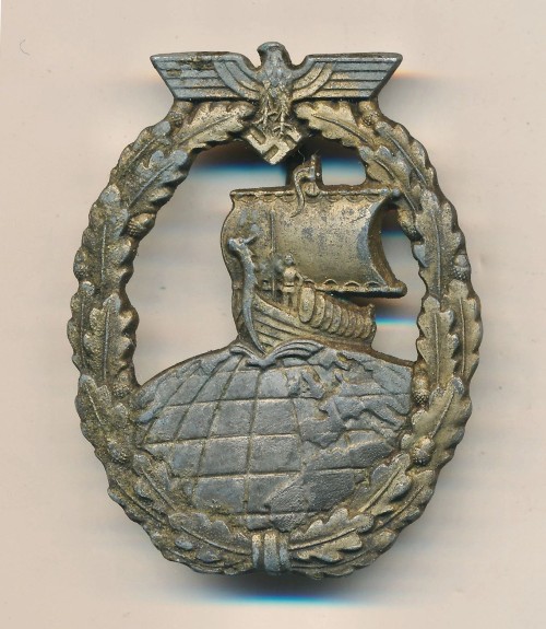 SOLD - L/18 Marked Kriegsmarine Auxiliary Cruiser Badge