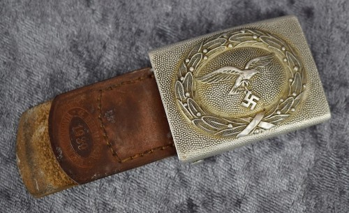 SOLD - Luftwaffe Buckle w/ marked Leather Tab