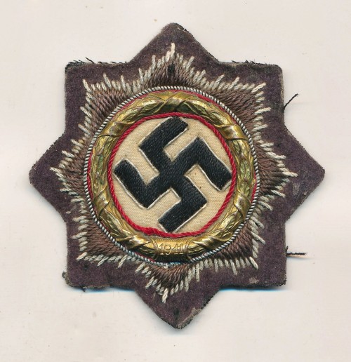 SOLD - Luftwaffe Cloth German Cross in Gold