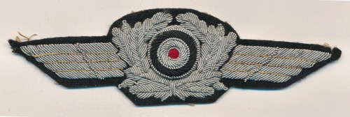 SOLD - Luftwaffe Officer's Visor Wreath & Cockade in Silver Bullion