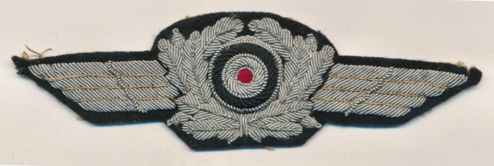 SOLD - Luftwaffe Officer's Visor Wreath & Cockade in Silver Bullion