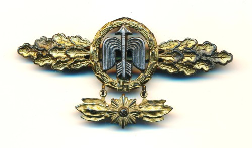 SOLD - Luftwaffe Short Range Fighter Clasp in Gold w/ Pendant