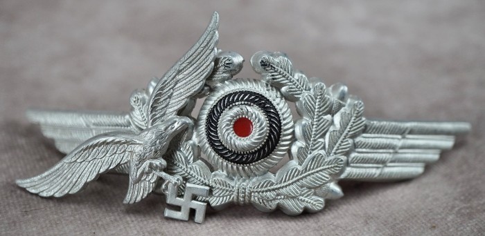 SOLD - Luftwaffe Visor Cap Eagle & Wreath Set