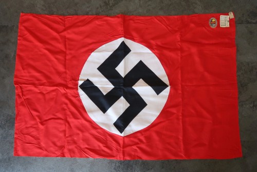 SOLD - MINT Double Sided NSDAP Banner w/ Paper Maker Labels