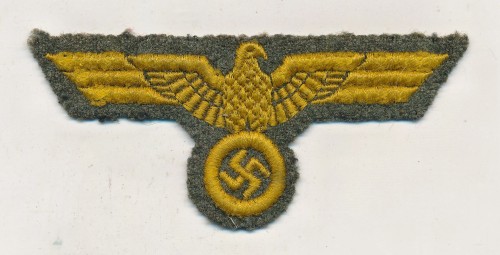 SOLD - Machine Embroidered Kriegsmarine Coastal Artillery Breast Eagle