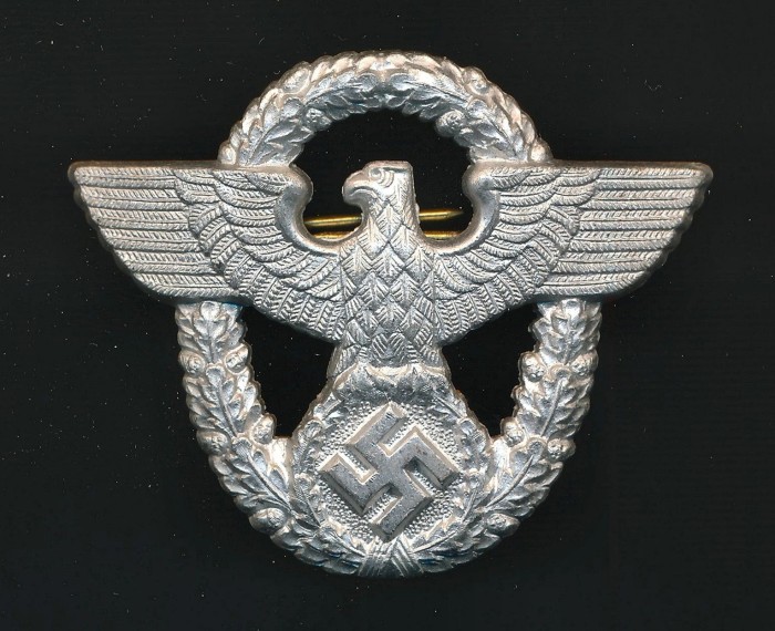 SOLD - Maker Marked Polizei Cap Eagle in Aluminum