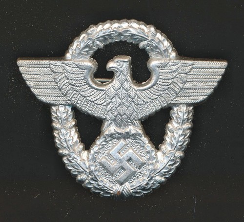 SOLD - Maker Marked Polizei Cap Eagle in Aluminum