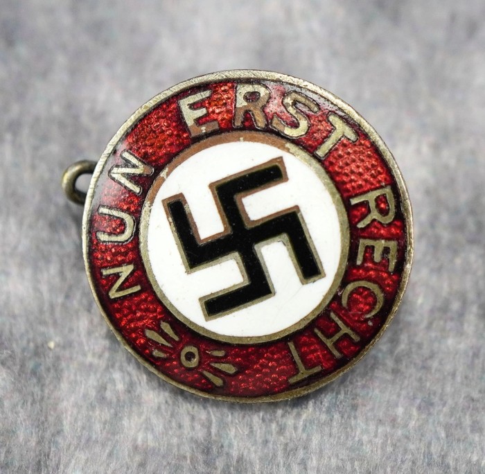 SOLD - Miniature NSDAP "NUN ERST RECHT" enamel pin