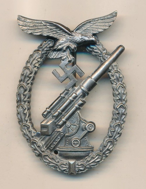 SOLD - Minty Early Nickel Silver Luftwaffe Flak Badge by Brehmer