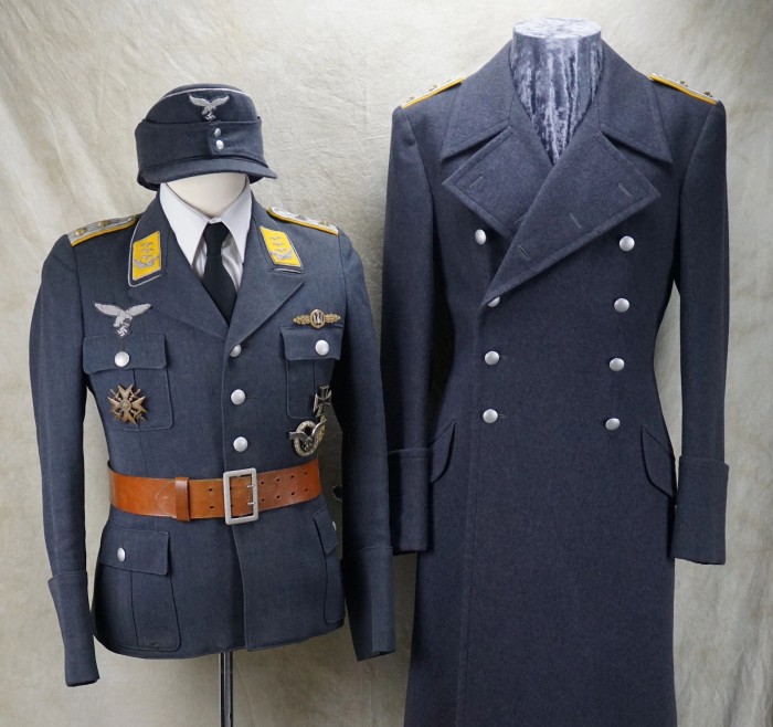 SOLD - NAMED Luftwaffe flight/para officer tunic & overcoat set