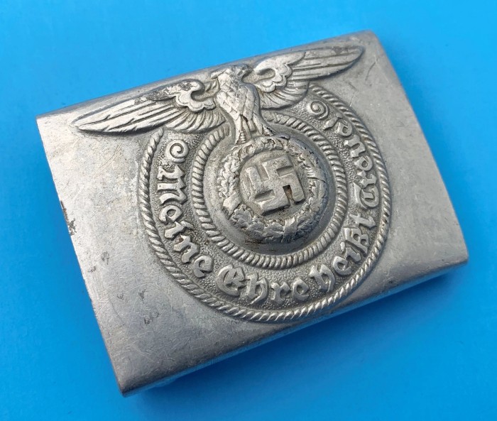 SOLD - NAMED RZM 822/38 Marked SS Belt Buckle in Aluminum