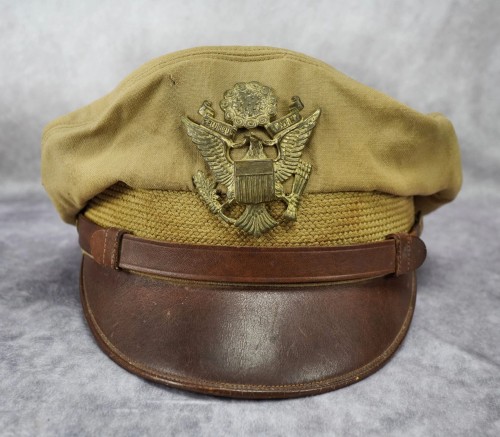 SOLD - NAMED WW2 era Tropical Summer "Patent Pending" Bancroft flighter crusher visor cap