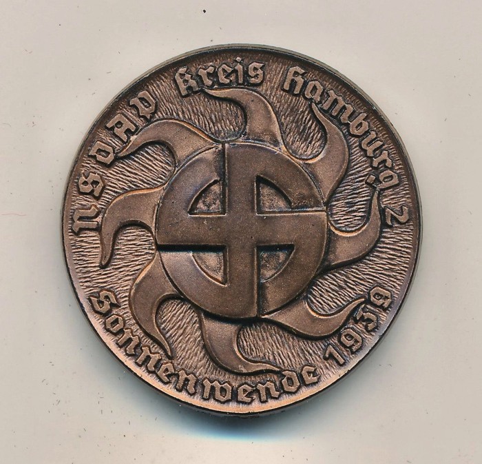 SOLD - NSDAP Kreis Hamburg 2 Sonnenwende 1939 Tinnie