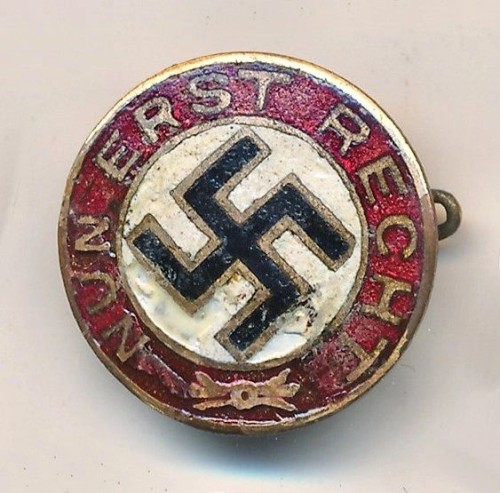 SOLD - NSDAP "NUN ERST RECHT" Enamel Membership Pin