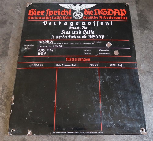 SOLD - NSDAP Notice Board Sign