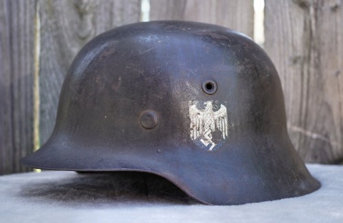 SOLD - Named Heer M42 Single Decal Combat Helmet