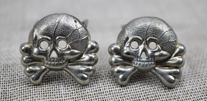 SOLD - Pair of Panzer Collar Tab Skulls