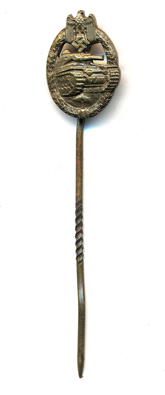 SOLD - Panzer Assault Badge in Bronze Stickpin