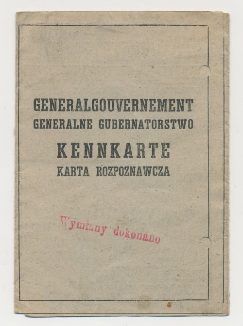 SOLD - Polish Generalgouvernement Kennkarte