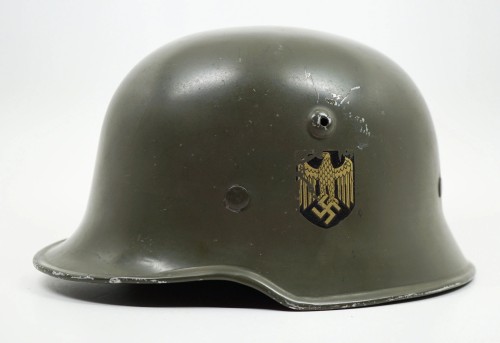 SOLD - RARE Aluminum Double Decal Heer Parade Helmet