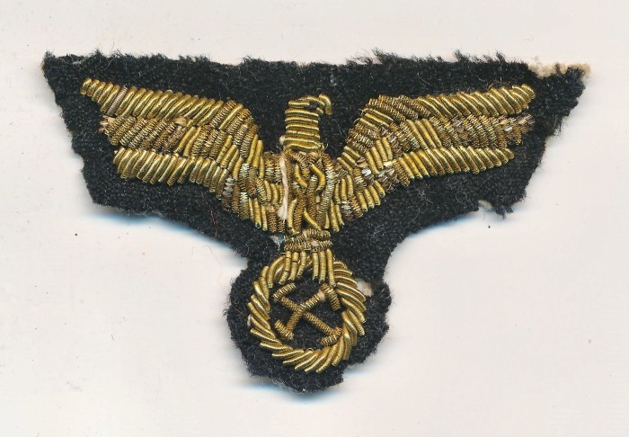 SOLD - RARE Italian Made Kriegsmarine Officer Cap Eagle in Bullion