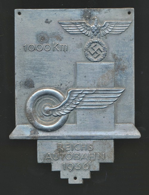 SOLD - Reichsautobahn 1936 1000Km Plaque