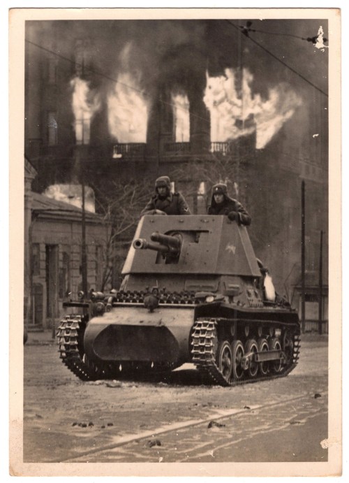 SOLD - SS Tank Destroyer on Burnt Out Street Postcard