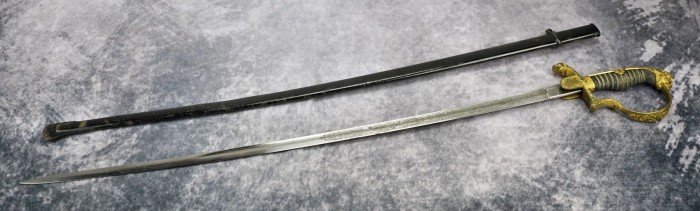 SOLD - TRIPLE ENGRAVED Imperial Cavalry Officer Sword by Clemen & Jung