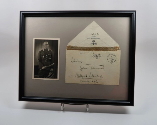 SOLD - TWO signed Erwin Rommel pieces in a framed display - with COA