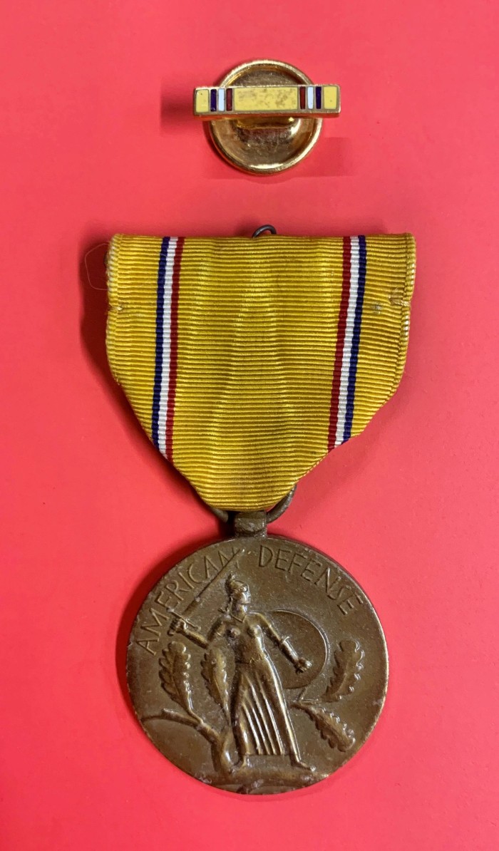 SOLD - US American Defense Medal w/ Enamel Button Lapel