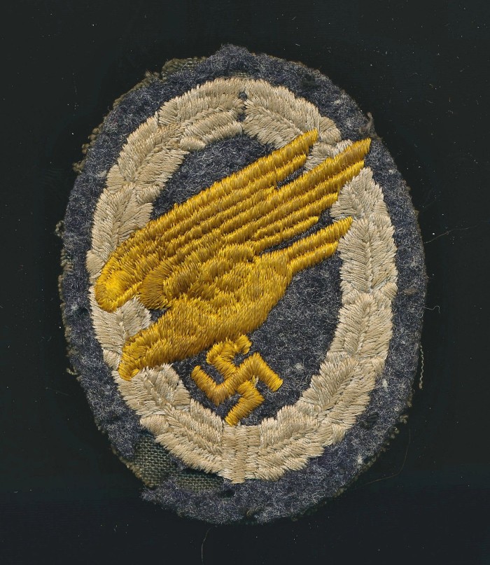 SOLD - Uniform Removed Luftwaffe Fallschirmjäger Badge in Cloth