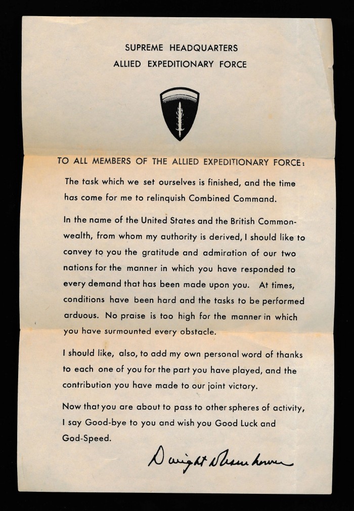 SOLD - VE Day Victory Letter