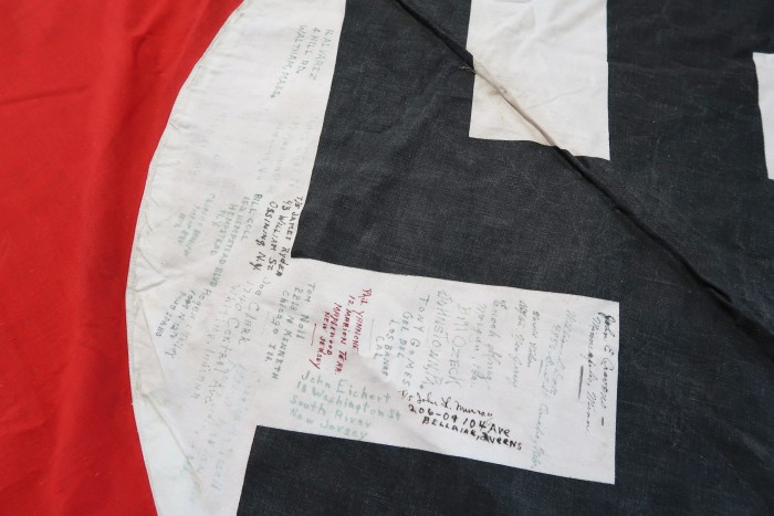 SOLD - Veteran Signed Double Sided NSDAP Banner with maker tag - Image 2