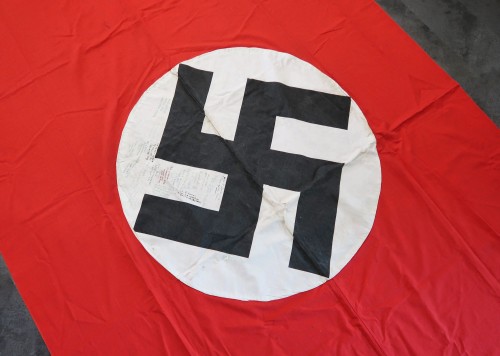 SOLD - Veteran Signed Double Sided NSDAP Banner with maker tag