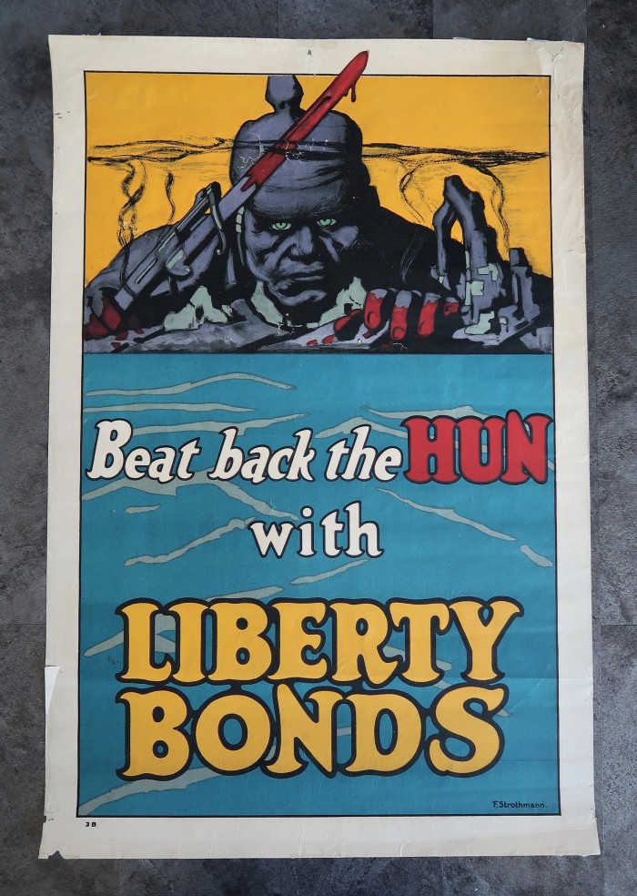 SOLD - WW1 Beat Back the Hun with Liberty Bonds Poster