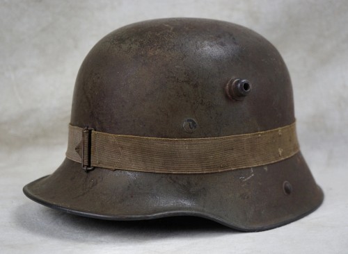 SOLD - WW1 German Helmet with Regiment Marked equipment strap