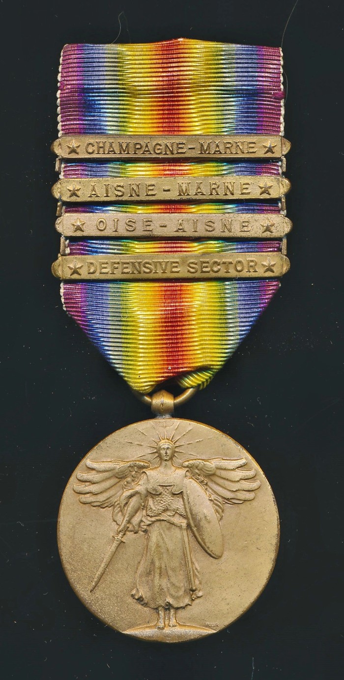 SOLD - WW1 US Victory Medal w/ 4 Campaign Bars