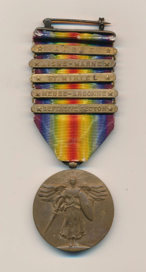 SOLD - WW1 US Victory Medal w/ 5 Campaign Bars